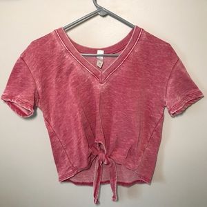 Washed tie-front t-shirt